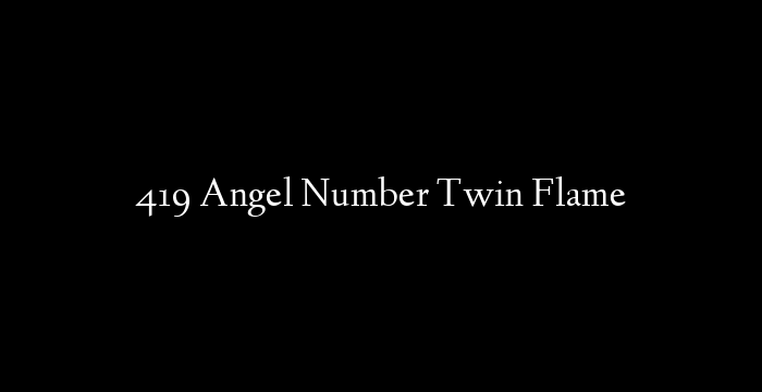 419 Angel Number Twin Flame